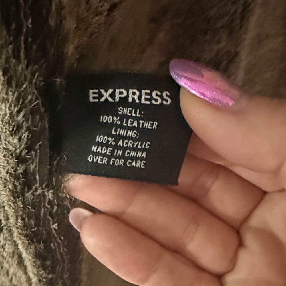 Express Dark Brown Suede Knee Length Coat - Picture 4 of 6